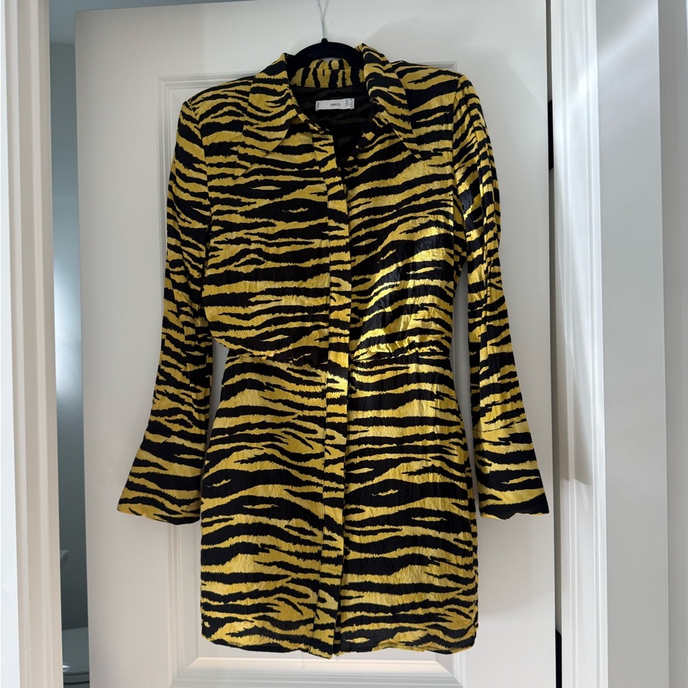 Mango Black and Yellow Mini Dress